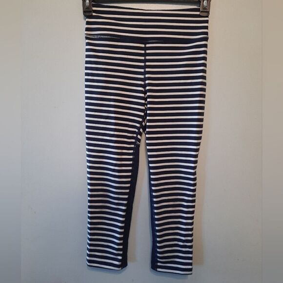 J Crew New Balance Navy White Striped Leggings Mesh - Picture 3 of 8
